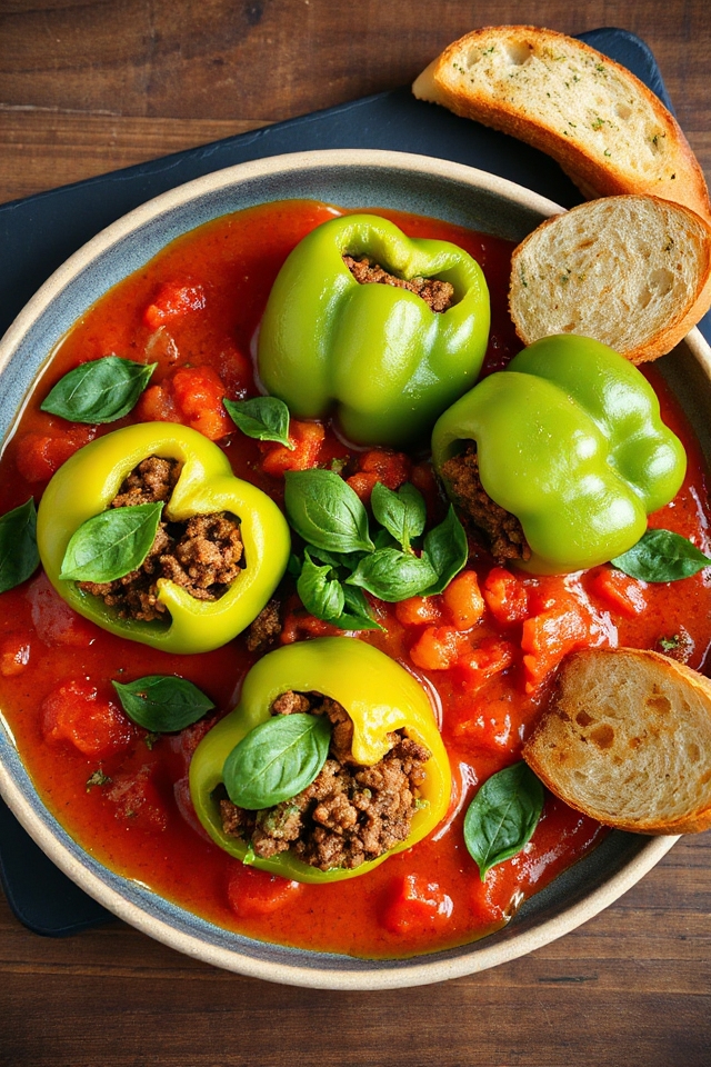 beef filled slow cooker peppers