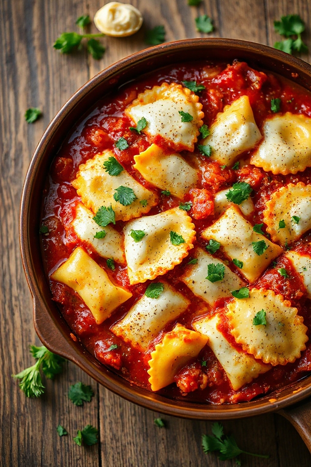 cheesy slow cooker ravioli