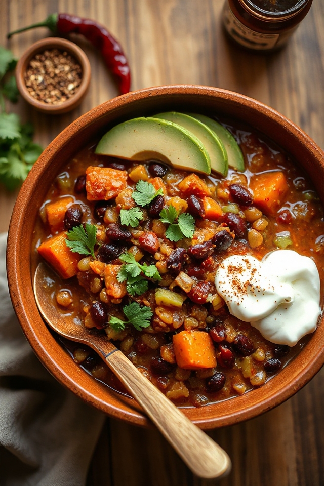 lentil chili with harissa