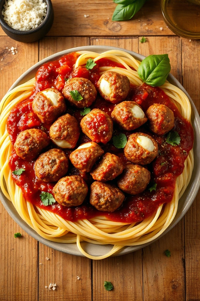 mozzarella filled slow cooker meatballs