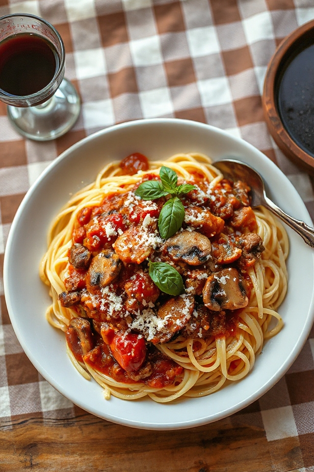 mushroom beef spaghetti sauce