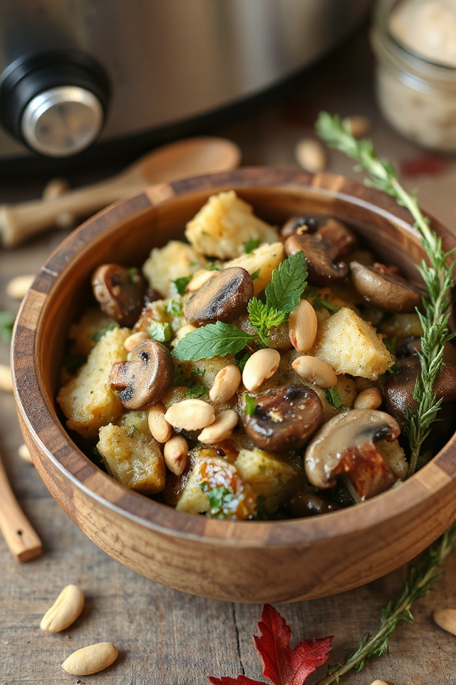 mushroom herb slow cooker stuffing