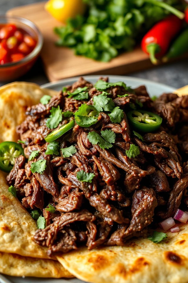 slow cooked flavorful shredded beef