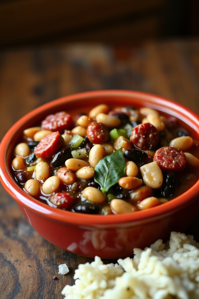 slow cooked sausage and beans