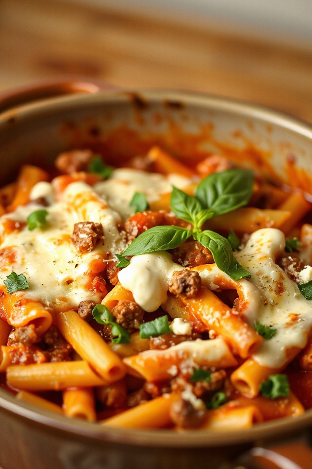 slow cooker baked ziti delight