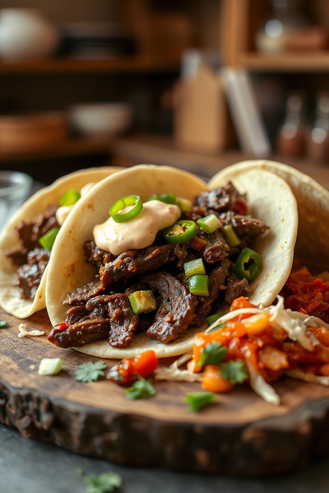 slow cooker korean beef tacos