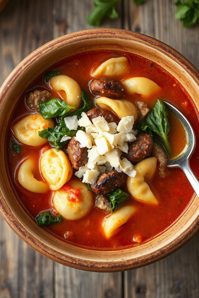 slow cooker sausage tortellini dish