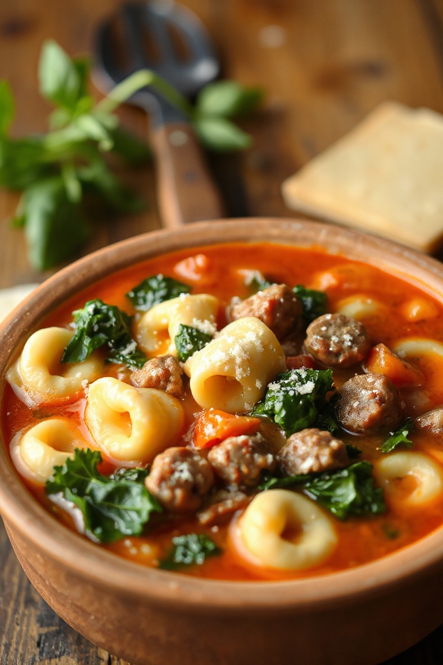 slow cooker sausage tortellini soup