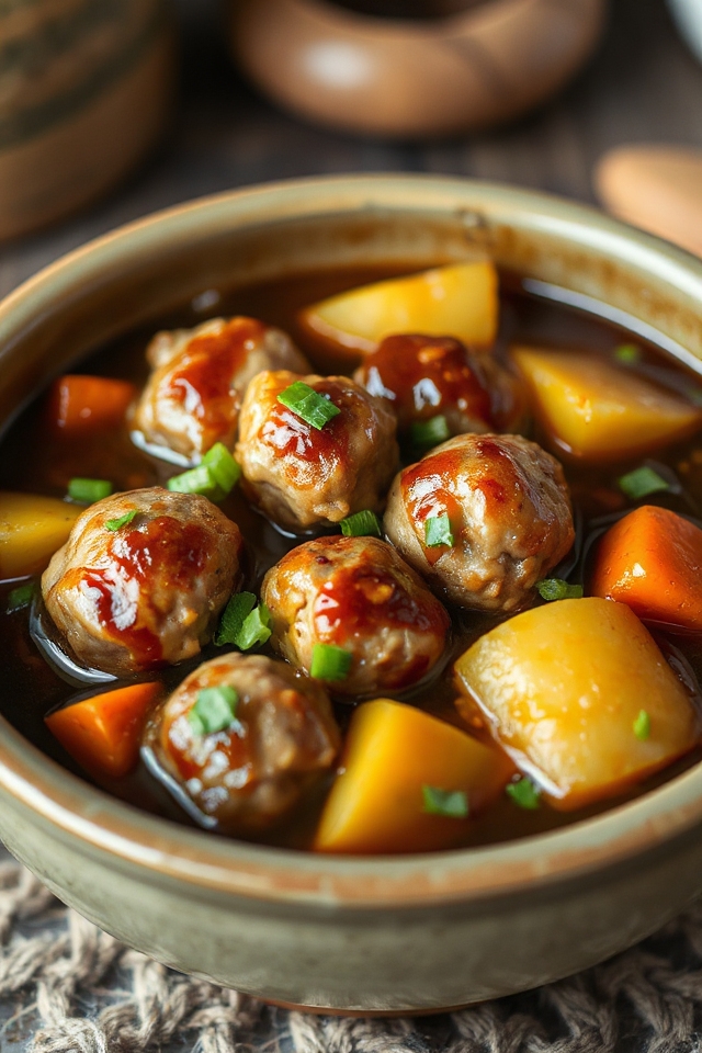 slow cooker teriyaki meatballs stew