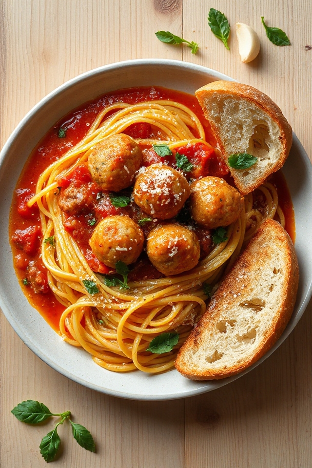 tender meatballs with spaghetti