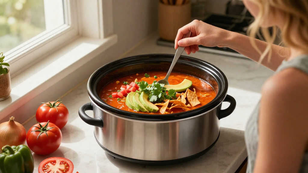 How to Make Tortilla Soup in a Slow Cooker